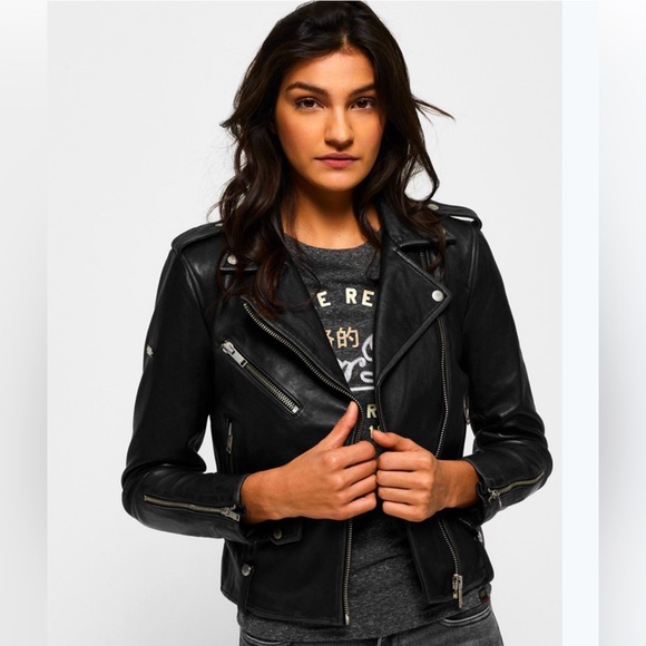 Zara Jackets & Blazers - Zara TRF Moto leather jacket Silver zip details, Genuine Leather Sz Small Biker